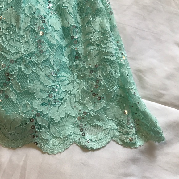 Short Teal Lace Formal Dress - Picture 4 of 4